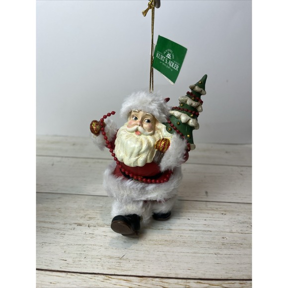 Kurt S  Adler Other - Kurt S Adler Santa Claus Hand Painted Christmas Ornament Faux Fur White 5-1/4"